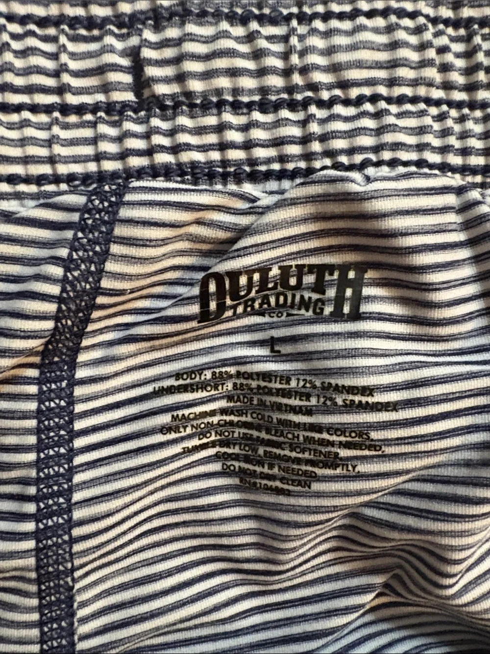 Duluth Trading Co.  Drawstring Knit Stripe Skort- Blue & White